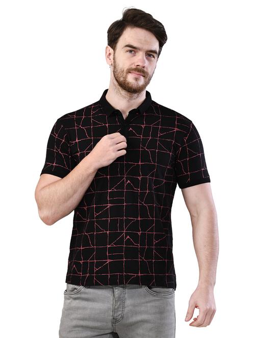 black printed collared t-shirt - 17325062 - Standard Image - 1