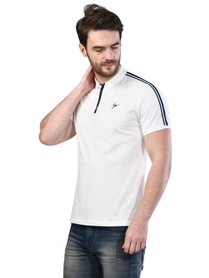 white taped collared t-shirt - 17325067 - Standard Image - 2