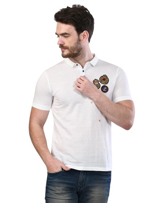 white solid collared t-shirt - 17325068 - Standard Image - 1