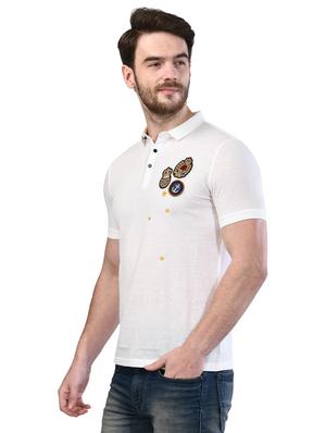 white solid collared t-shirt - 17325068 - Standard Image - 2