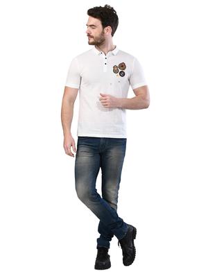 white solid collared t-shirt - 17325068 - Standard Image - 4