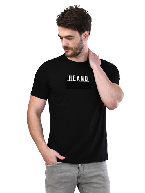 black chest print t-shirt - 17325071 - Standard Image - 1