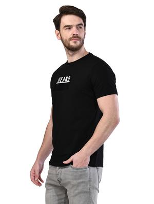black chest print t-shirt - 17325071 - Standard Image - 2