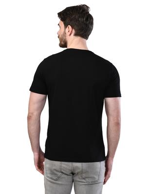 black chest print t-shirt - 17325071 - Standard Image - 3
