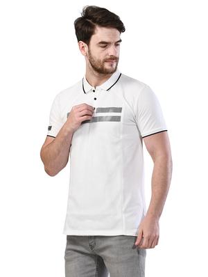 white printed polo t-shirt - 17325077 - Standard Image - 2