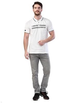 white printed polo t-shirt - 17325077 - Standard Image - 4