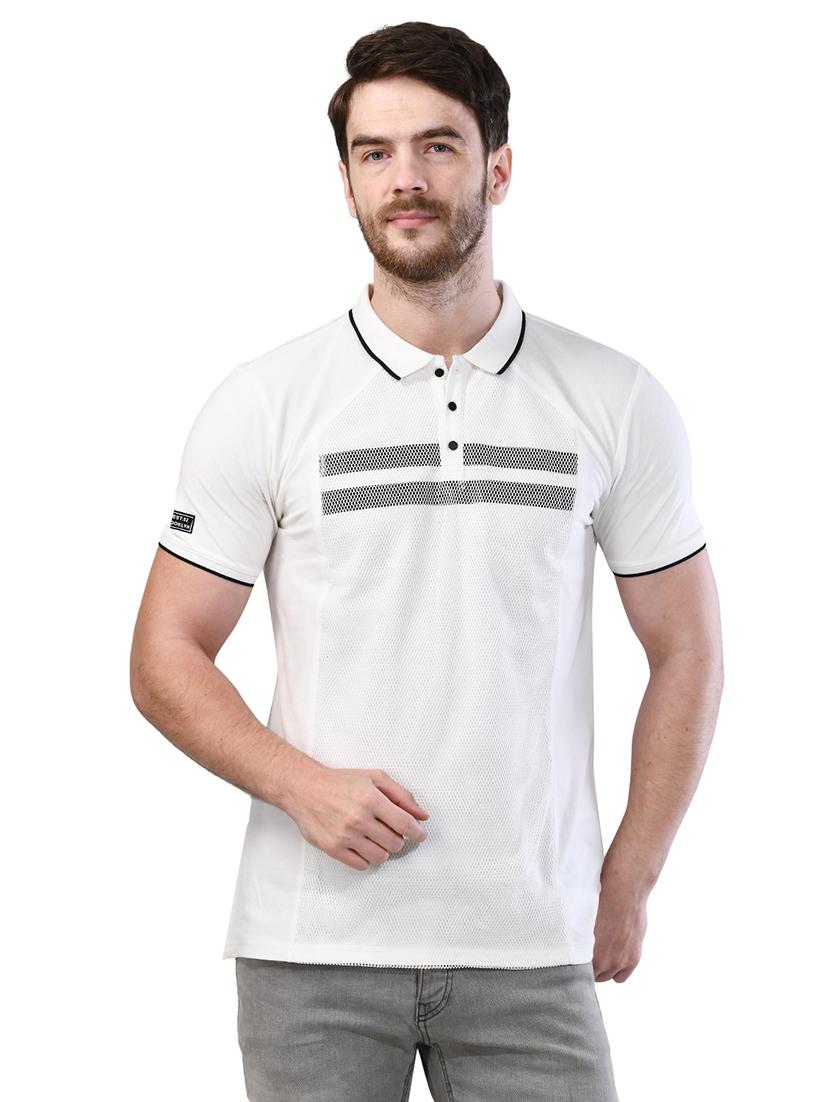 white printed polo t-shirt - 17325077 - Zoom Image - 1