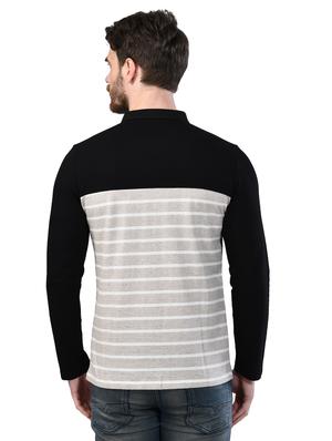 grey striped collared t-shirt - 17325103 - Standard Image - 3