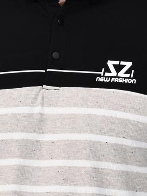 grey striped collared t-shirt - 17325103 - Standard Image - 5
