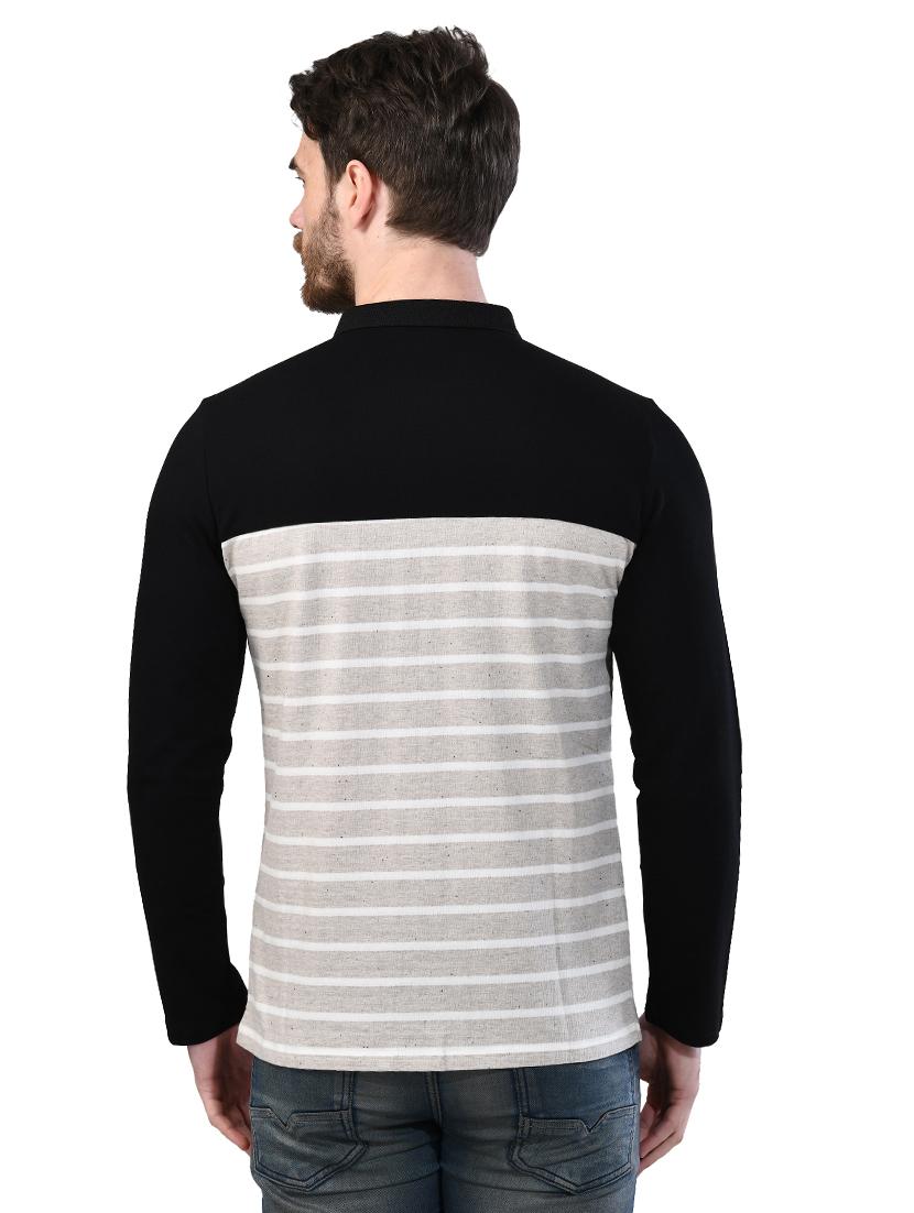 grey striped collared t-shirt - 17325103 - Zoom Image - 3