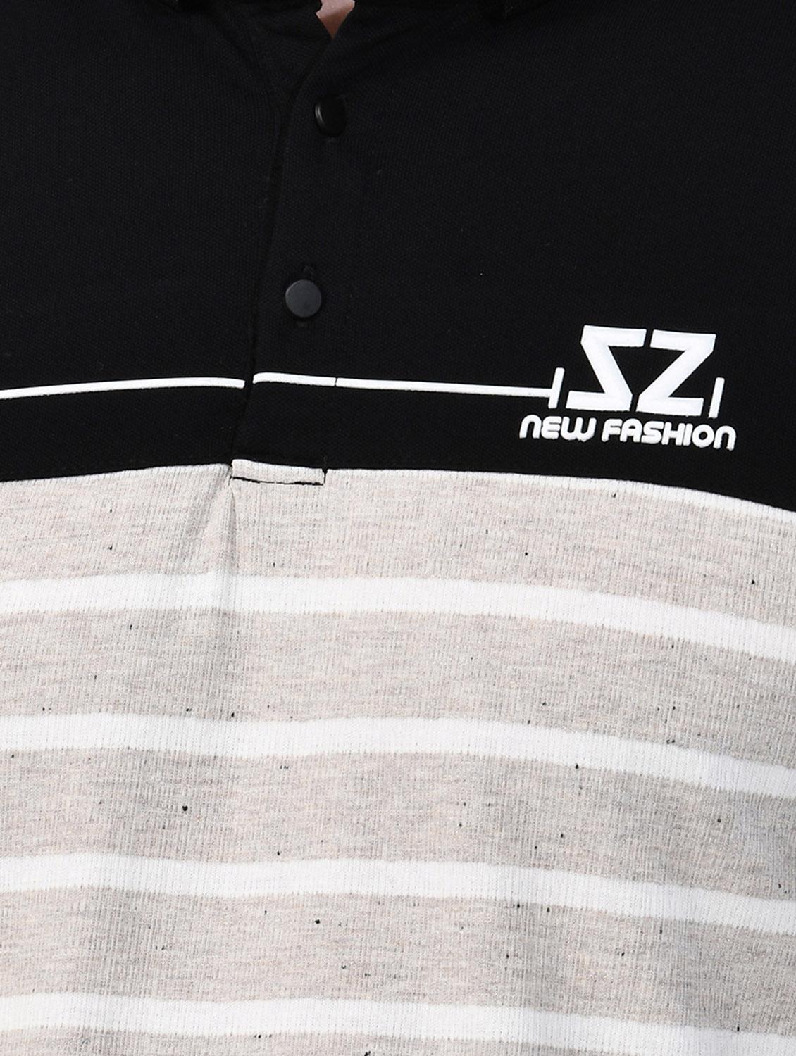 grey striped collared t-shirt - 17325103 - Zoom Image - 5