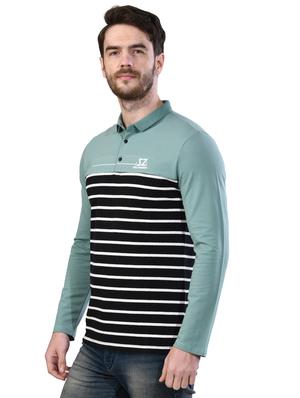 black striped collared t-shirt - 17325104 - Standard Image - 2