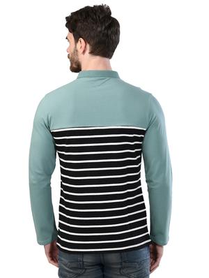 black striped collared t-shirt - 17325104 - Standard Image - 3