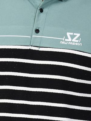 black striped collared t-shirt - 17325104 - Standard Image - 5