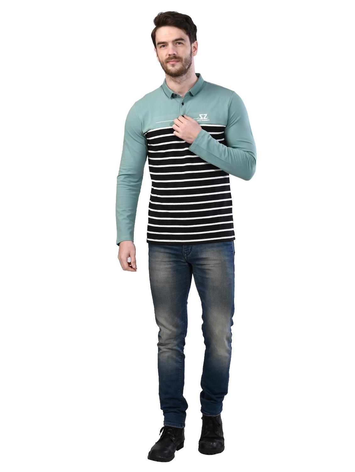 black striped collared t-shirt - 17325104 - Zoom Image - 4