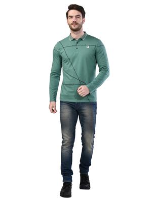 green printed collared t-shirt - 17325107 - Standard Image - 4