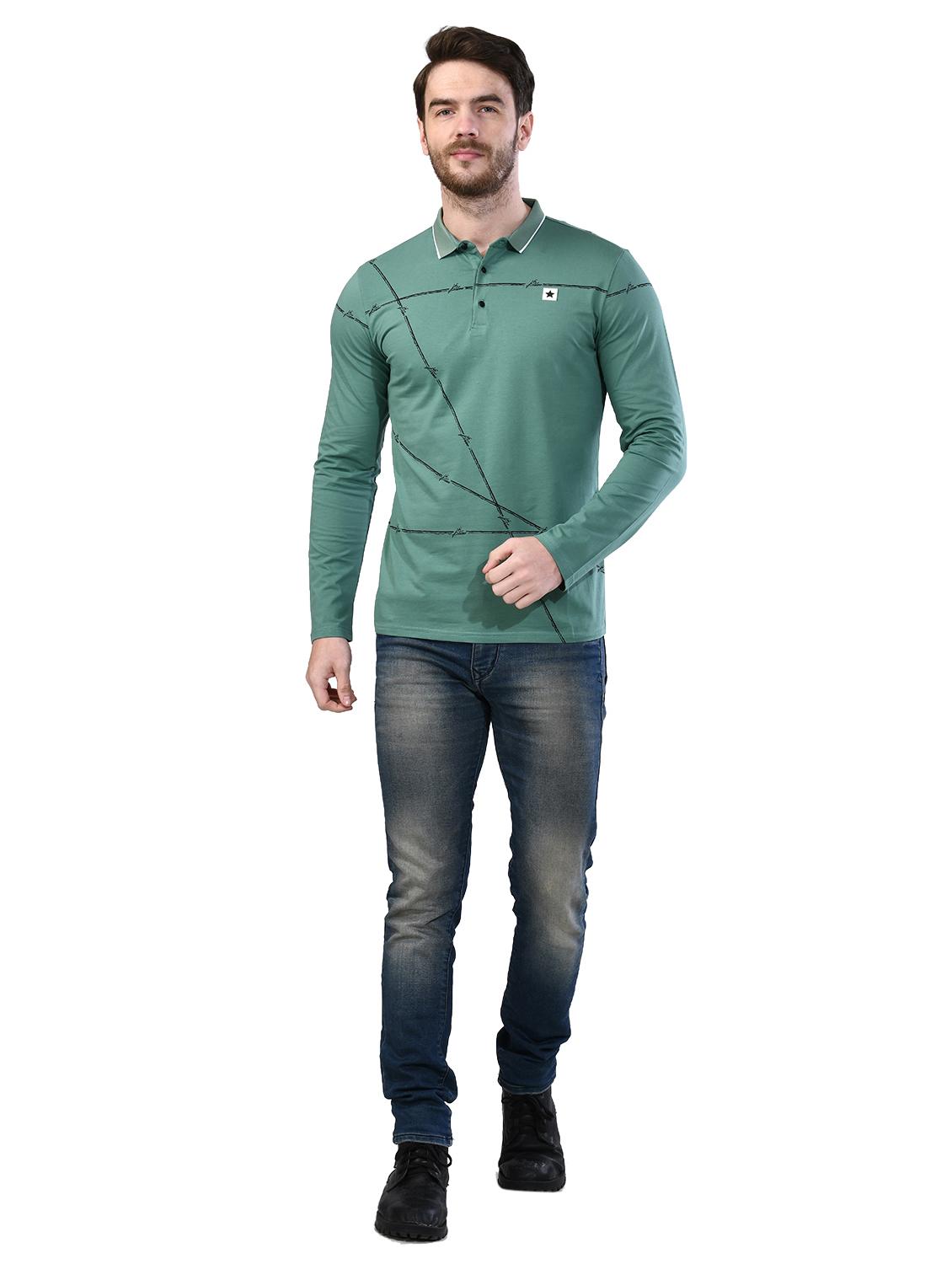 green printed collared t-shirt - 17325107 - Zoom Image - 4