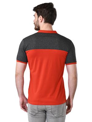 orange color block collared t-shirt - 17325138 - Standard Image - 3