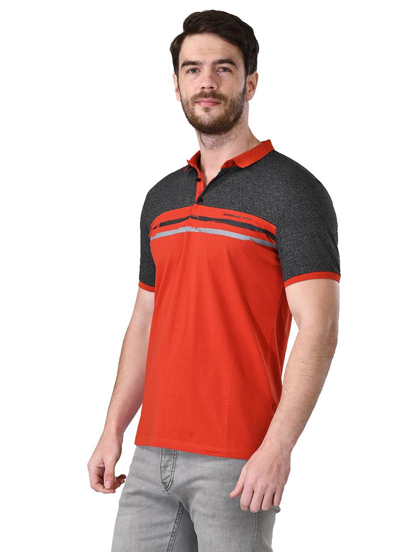 orange color block collared t-shirt - 17325138 - Zoom Image - 2