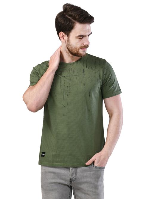 olive green printed t-shirt - 17325139 - Standard Image - 1