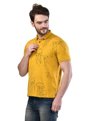 yellow printed collared t-shirt - 17325143 - Standard Image - 2