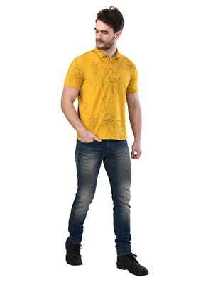 yellow printed collared t-shirt - 17325143 - Standard Image - 4