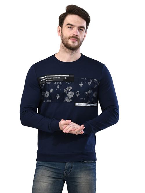 navy blue printed cut & sew sweatshirt - 17325159 - Standard Image - 1
