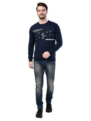 navy blue printed cut & sew sweatshirt - 17325159 - Standard Image - 4