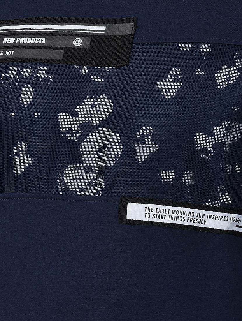 navy blue printed cut & sew sweatshirt - 17325159 - Zoom Image - 5
