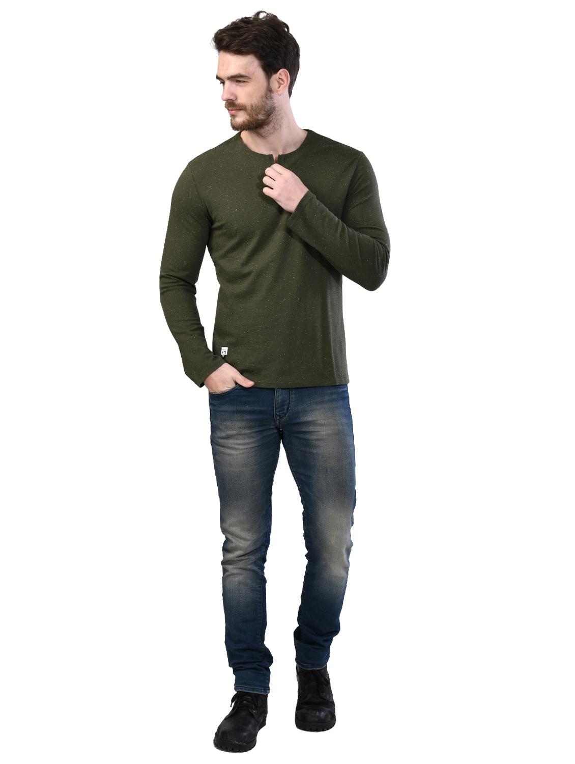 olive green printed t-shirt - 17325161 - Zoom Image - 3