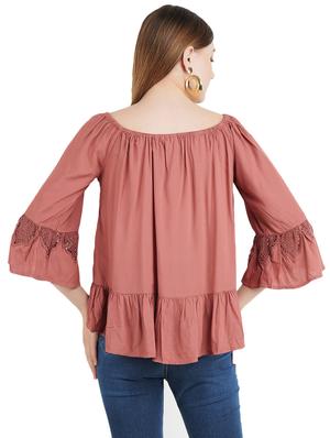 bell sleeved boat neck top - 17325366 - Standard Image - 3