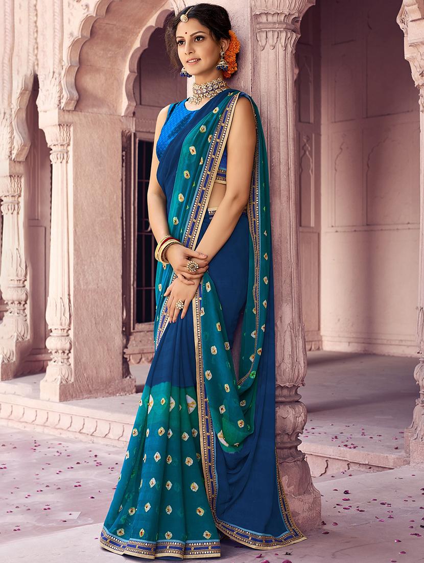 bandhani printed saree with blouse - 17326617 - Zoom Image - 1