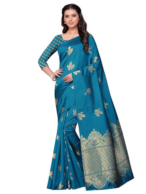 floral jacquard work woven saree with blouse - 17326739 - Standard Image - 1