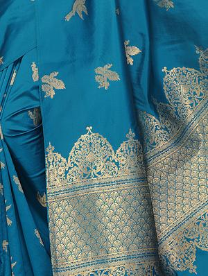 floral jacquard work woven saree with blouse - 17326739 - Standard Image - 3