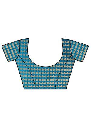 floral jacquard work woven saree with blouse - 17326739 - Standard Image - 4
