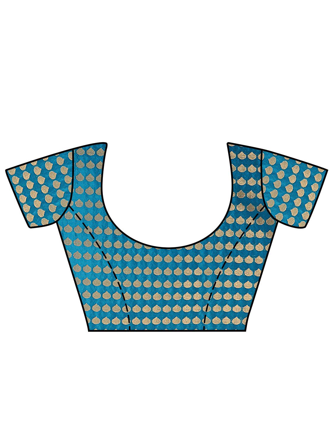floral jacquard work woven saree with blouse - 17326739 - Zoom Image - 4