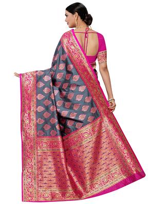 self design banarasi silk saree with blouse - 17326747 - Standard Image - 2
