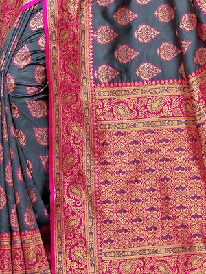 self design banarasi silk saree with blouse - 17326747 - Standard Image - 3