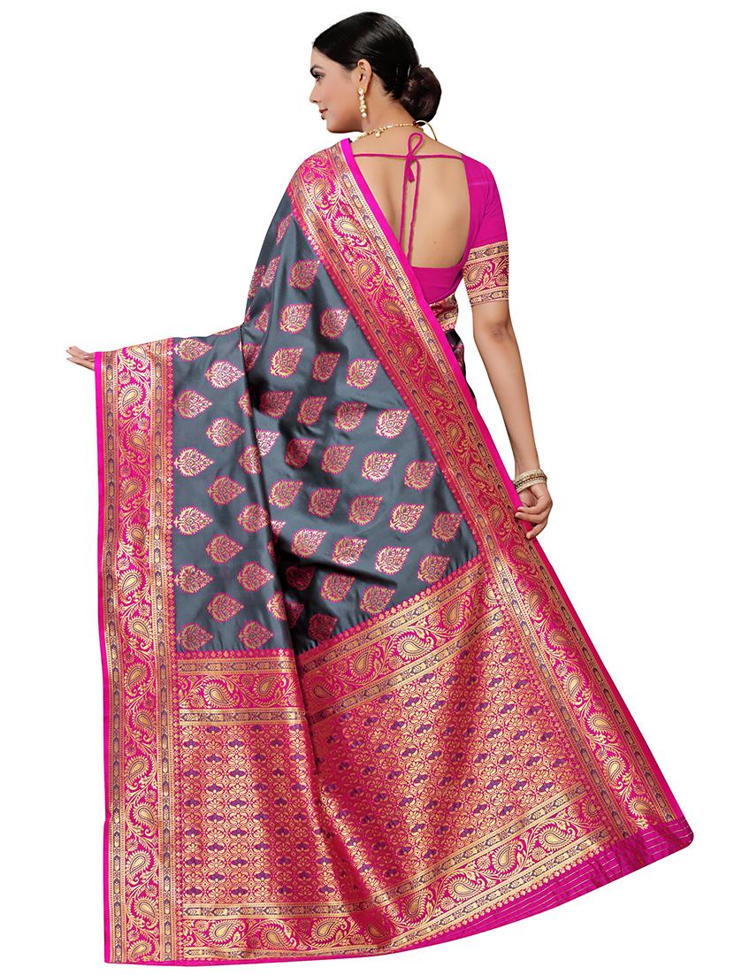 self design banarasi silk saree with blouse - 17326747 - Zoom Image - 2