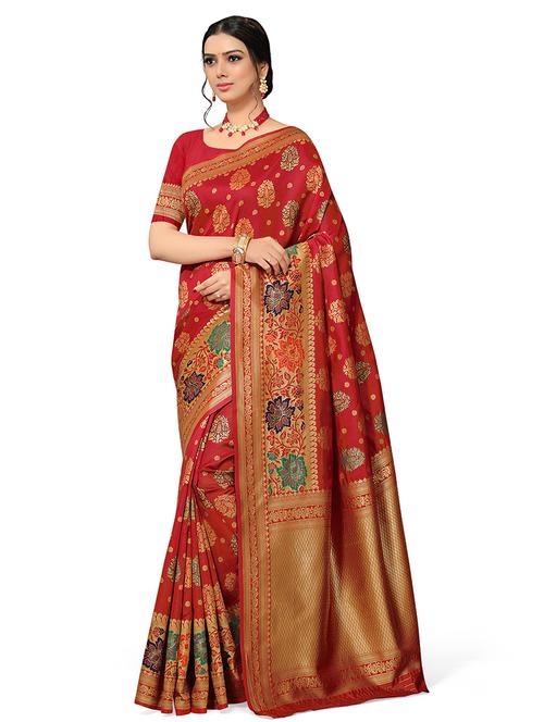 self design banarasi silk saree with blouse - 17326751 - Standard Image - 1