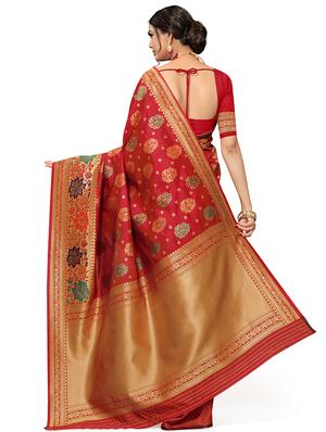 self design banarasi silk saree with blouse - 17326751 - Standard Image - 2