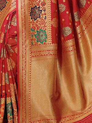 self design banarasi silk saree with blouse - 17326751 - Standard Image - 3