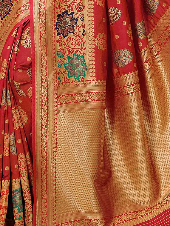 self design banarasi silk saree with blouse - 17326751 - Zoom Image - 3