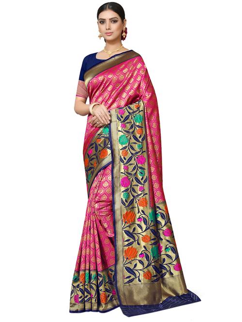 jacquard woven saree with blouse - 17326794 - Standard Image - 1