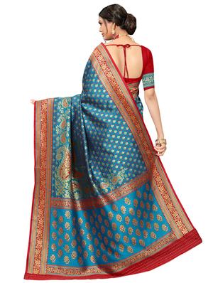 half & half woven saree with blouse - 17326798 - Standard Image - 2