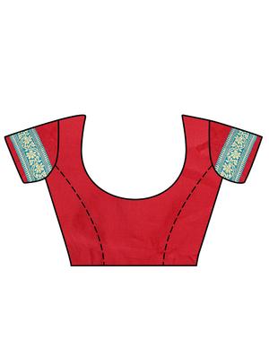 half & half woven saree with blouse - 17326798 - Standard Image - 3