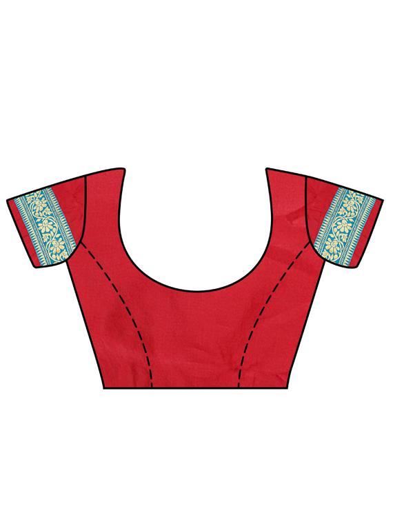 half & half woven saree with blouse - 17326798 - Zoom Image - 3