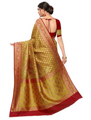 half & half woven saree with blouse - 17326801 - Standard Image - 2