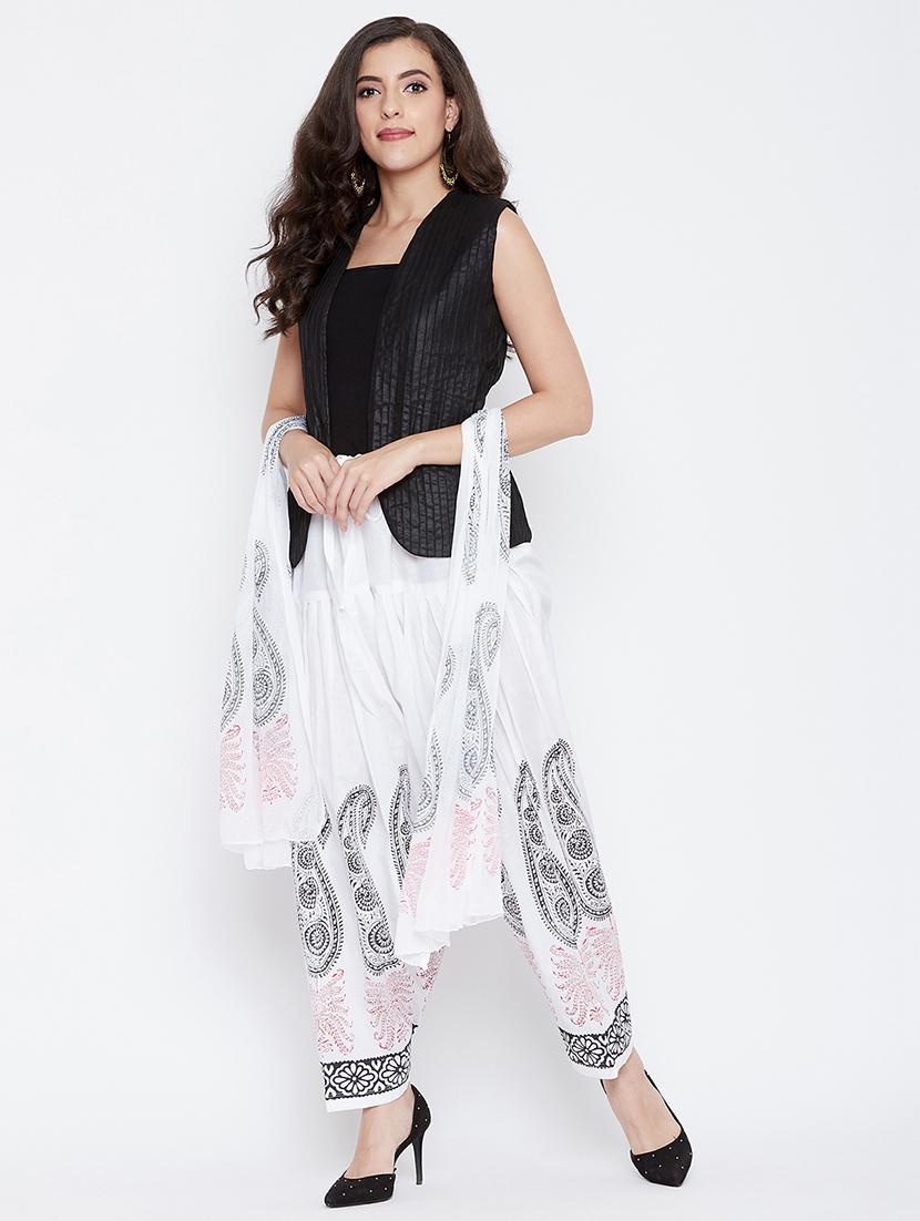block print cotton salwar dupatta set - 17326830 - Zoom Image - 4
