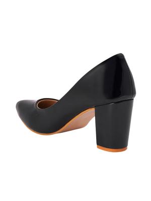 black pu slip on pumps - 17326843 - Standard Image - 3